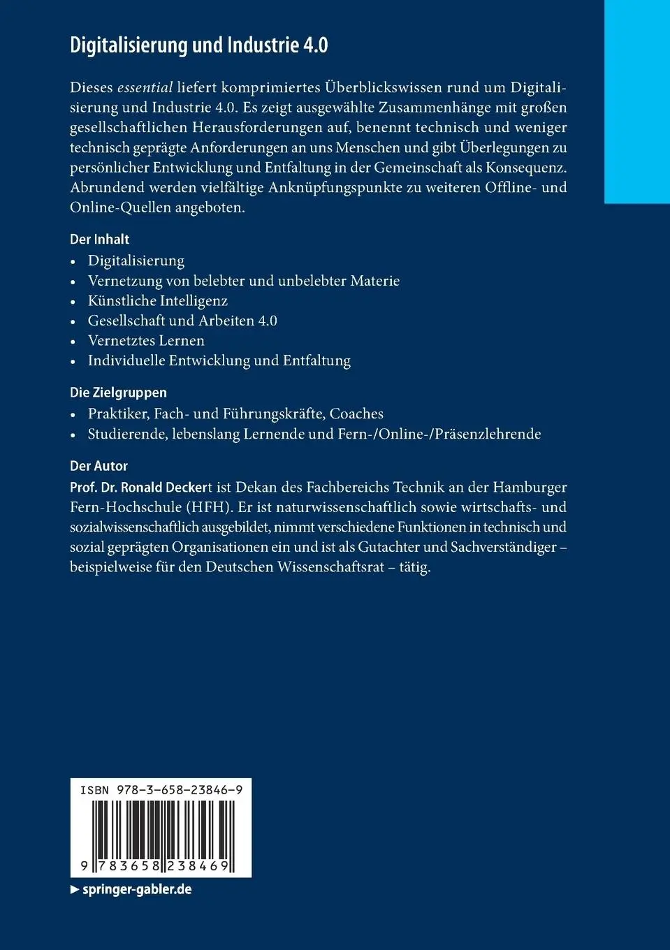 Rückseite: 9783658238469 | Digitalisierung und Industrie 4.0 | Ronald Deckert | Taschenbuch | xi
