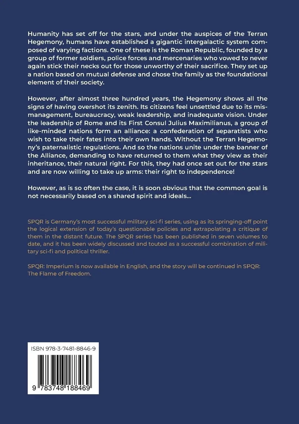 Rückseite: 9783748188469 | SPQR - The Falcon of Rome | Part I - Empire | Sascha Rauschenberger
