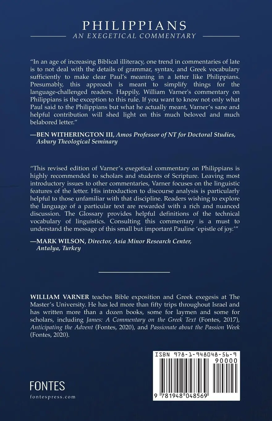Rückseite: 9781948048569 | Philippians | An Exegetical Commentary | William Varner | Taschenbuch