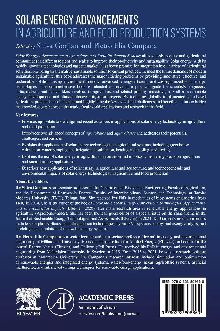 Rückseite: 9780323898669 | Solar Energy Advancements in Agriculture and Food Production Systems