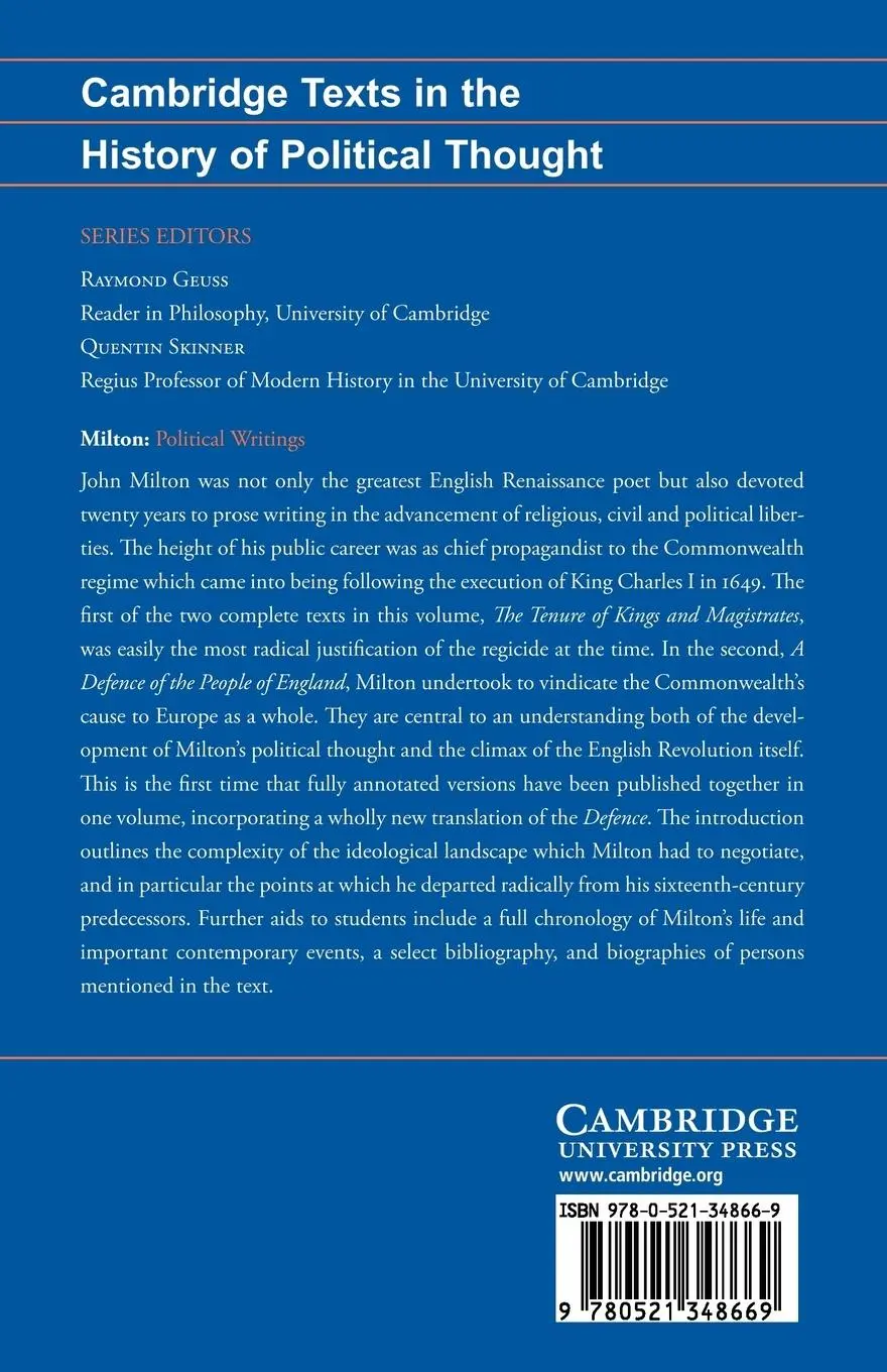 Rückseite: 9780521348669 | Milton | Political Writings | John Milton | Taschenbuch | Englisch