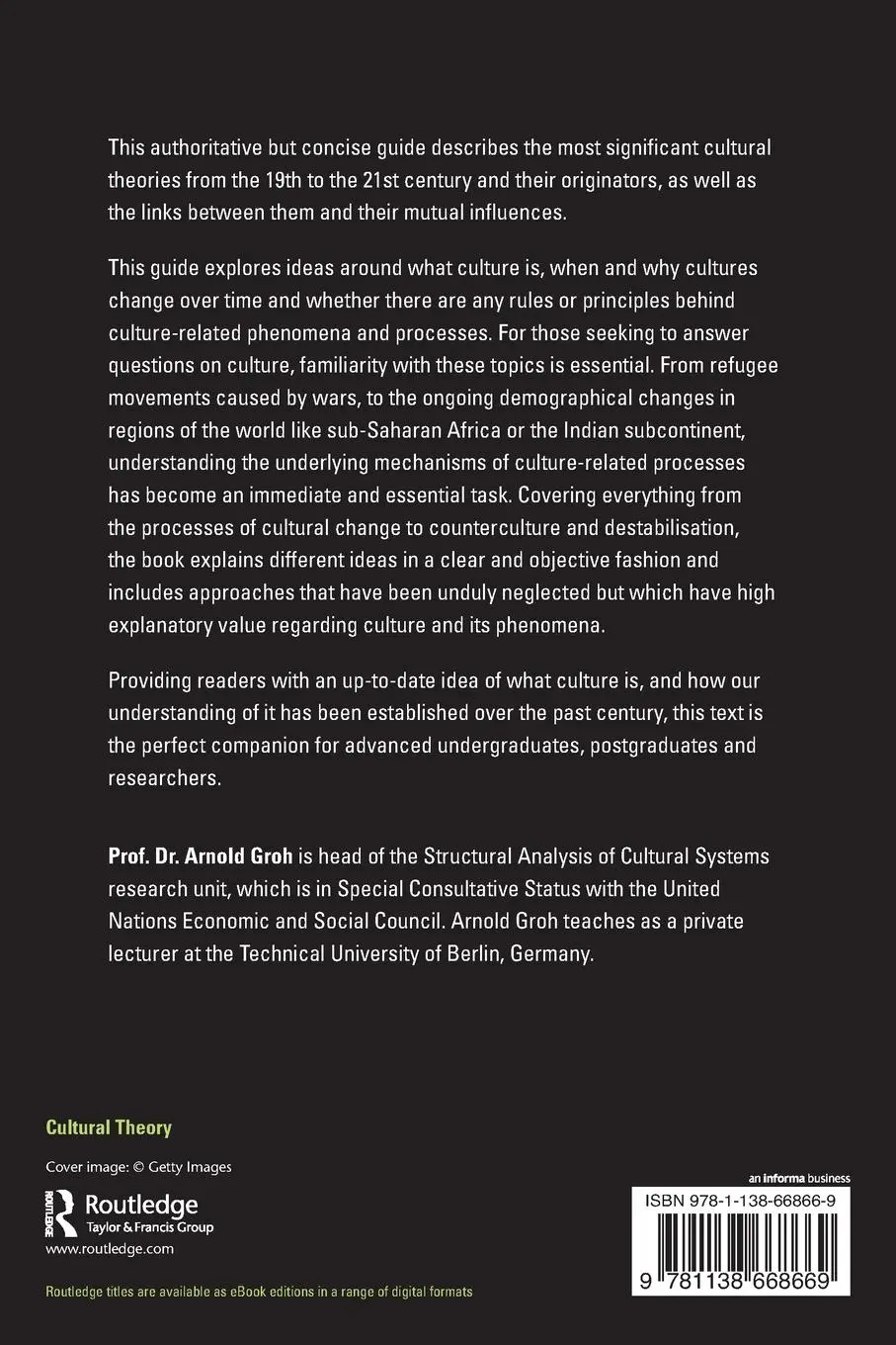 Rückseite: 9781138668669 | Theories of Culture | Arnold Groh | Taschenbuch | Englisch | 2019