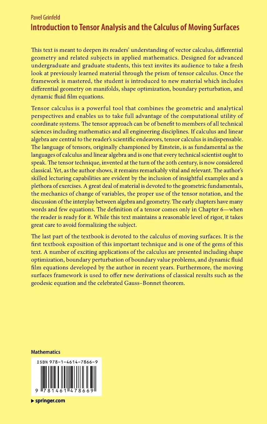 Rückseite: 9781461478669 | Introduction to Tensor Analysis and the Calculus of Moving Surfaces