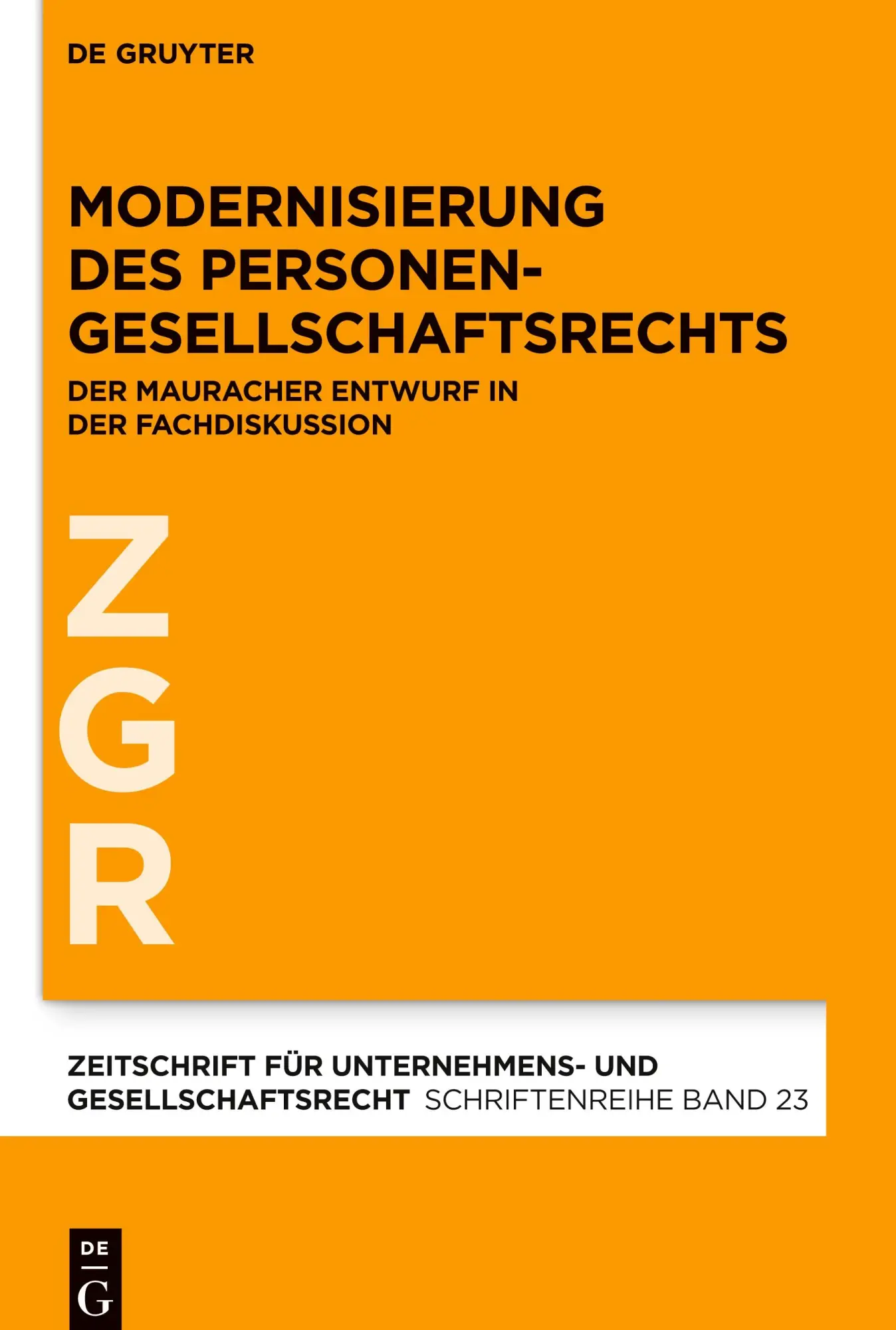Cover: 9783110718669 | Modernisierung des Personengesellschaftsrechts | Bergmann (u. a.)