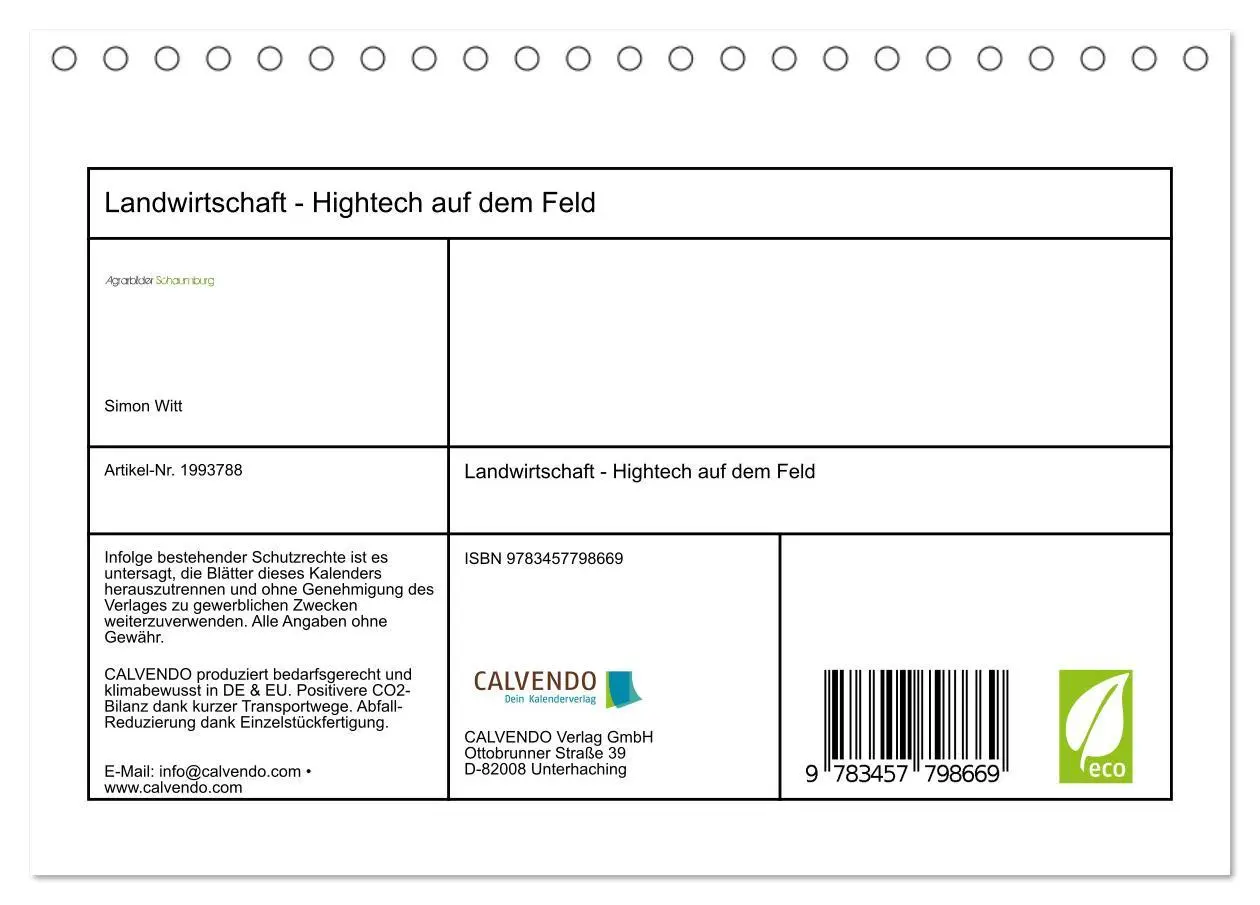 Bild: 9783457798669 | Landwirtschaft - Hightech auf dem Feld (Tischkalender 2026 DIN A5...