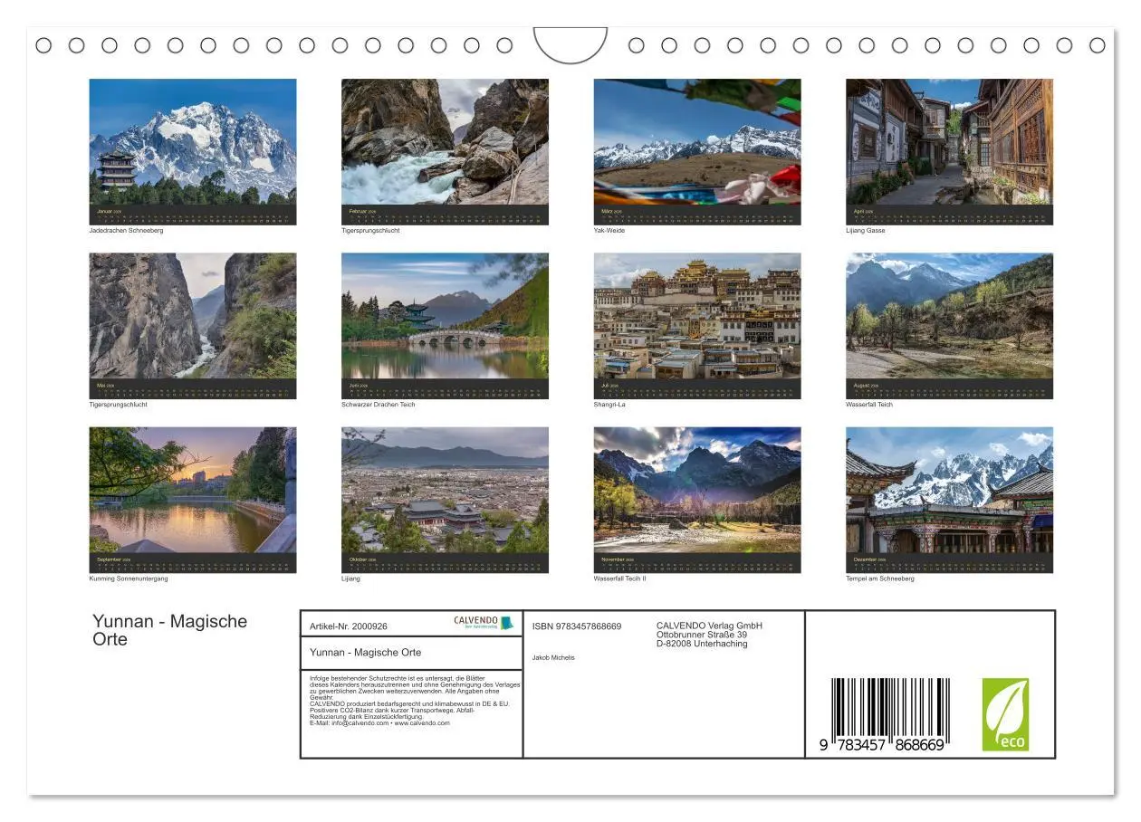 Bild: 9783457868669 | Yunnan - Magische Orte (Wandkalender 2026 DIN A4 quer), CALVENDO...