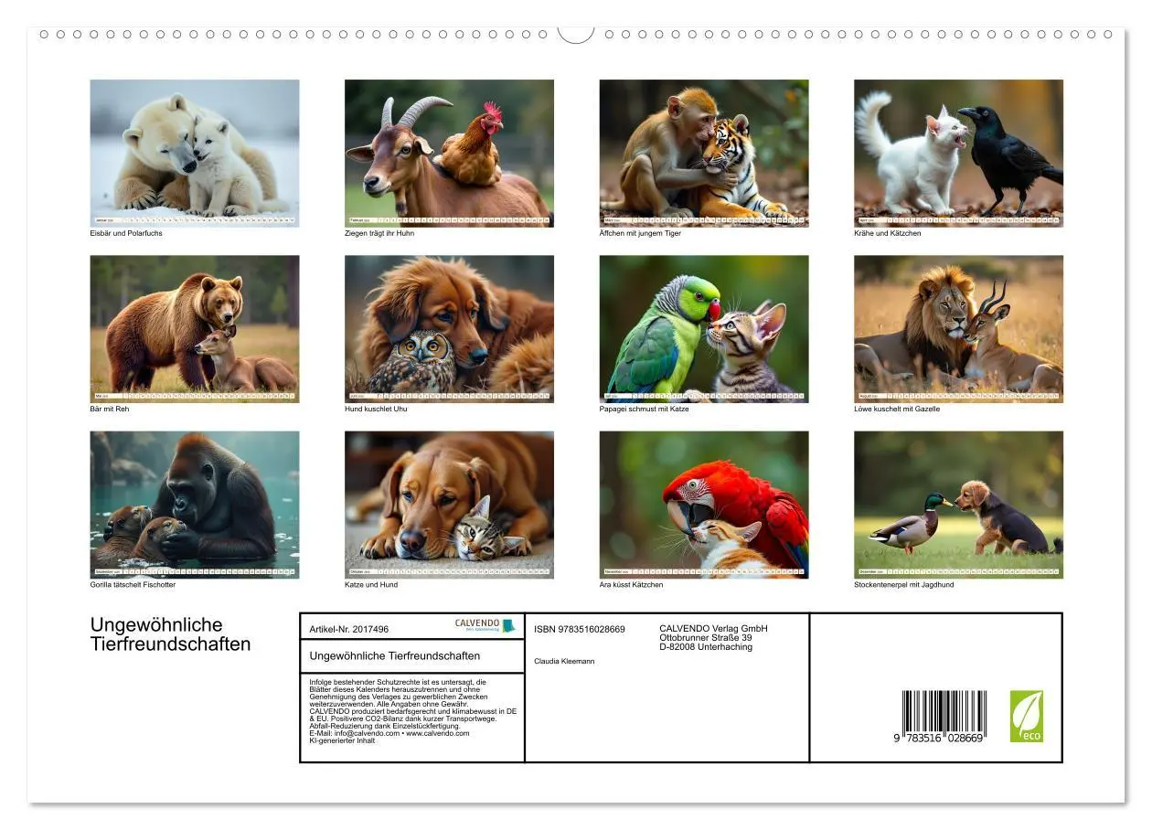 Bild: 9783516028669 | Ungewöhnliche Tierfreundschaften (hochwertiger Premium Wandkalender...