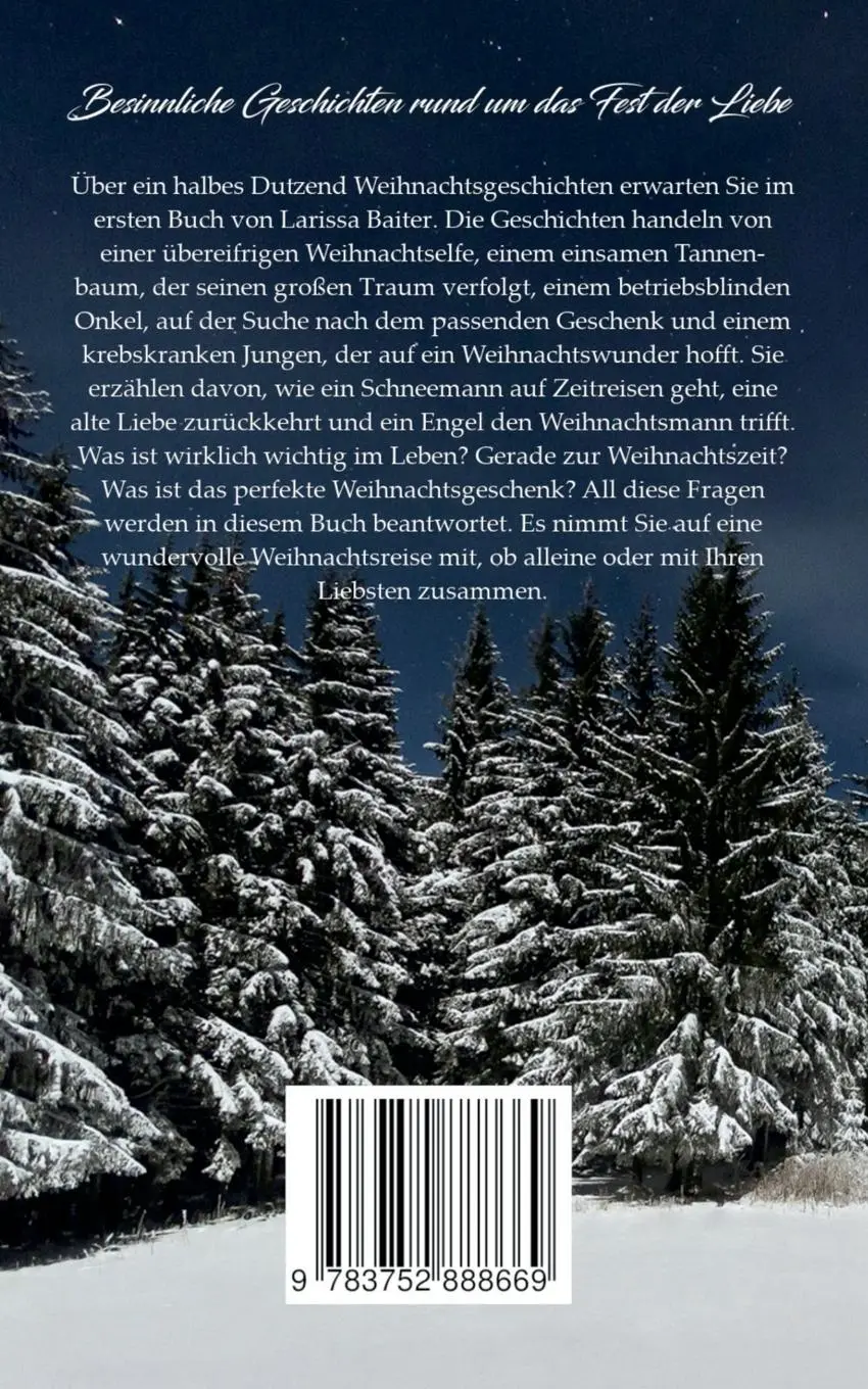 Rückseite: 9783752888669 | Bezaubernde Weihnachtsgeschichten | Larissa Baiter | Taschenbuch