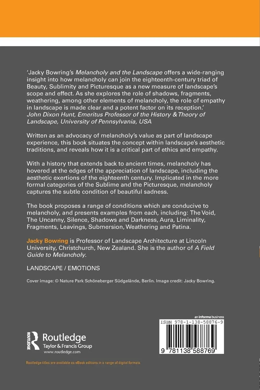 Rückseite: 9781138588769 | Melancholy and the Landscape | Jacky Bowring | Taschenbuch | Englisch