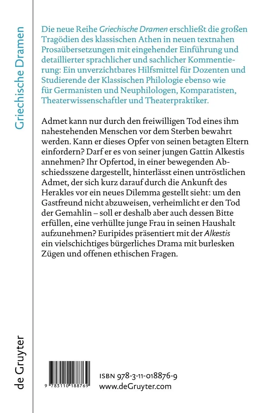 Rückseite: 9783110188769 | Alkestis | Euripides | Buch | X | Deutsch | 2008 | De Gruyter