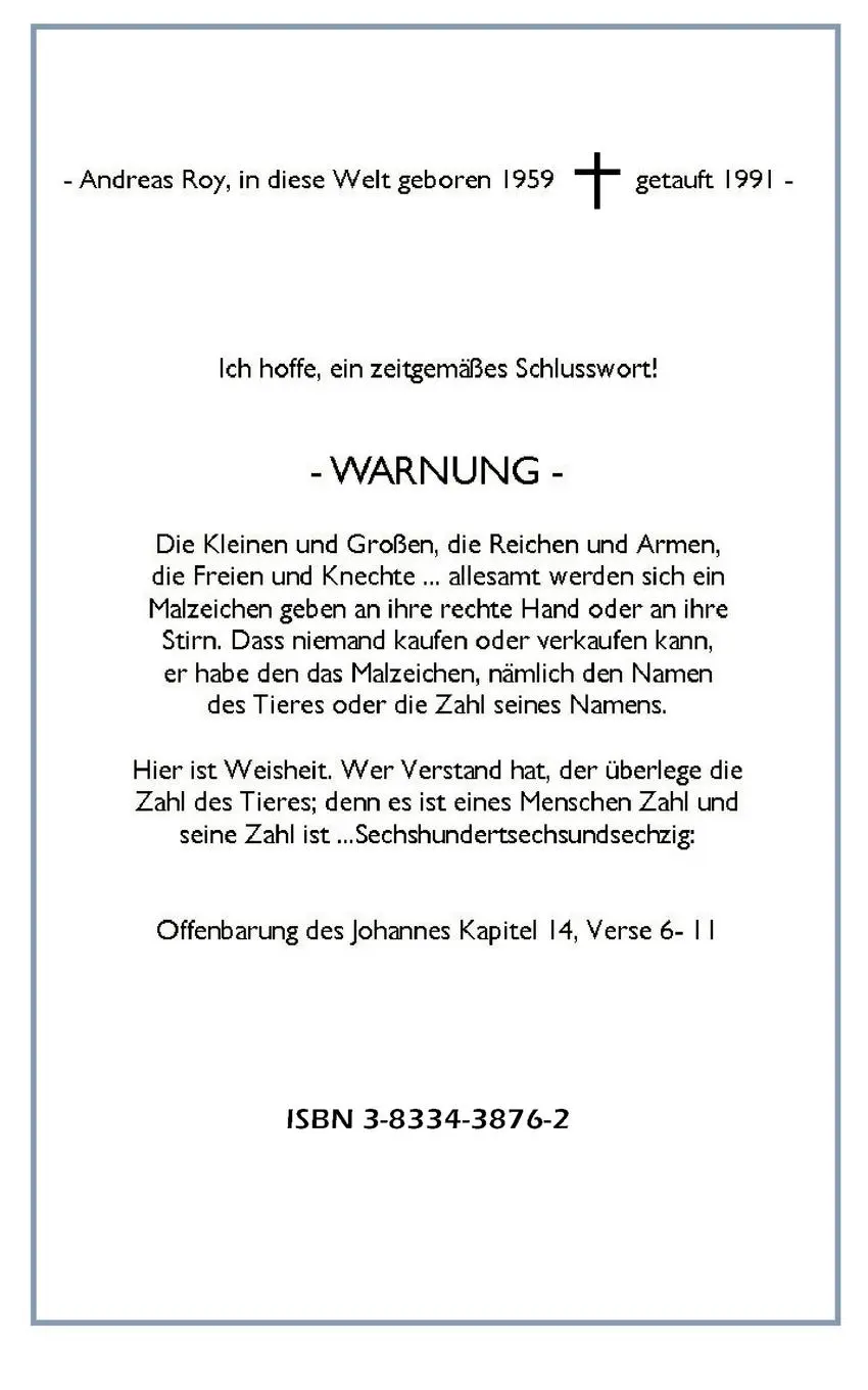 Rückseite: 9783833438769 | Segensgruß vom Kirchenstörer | Andreas Roy | Taschenbuch | 88 S.