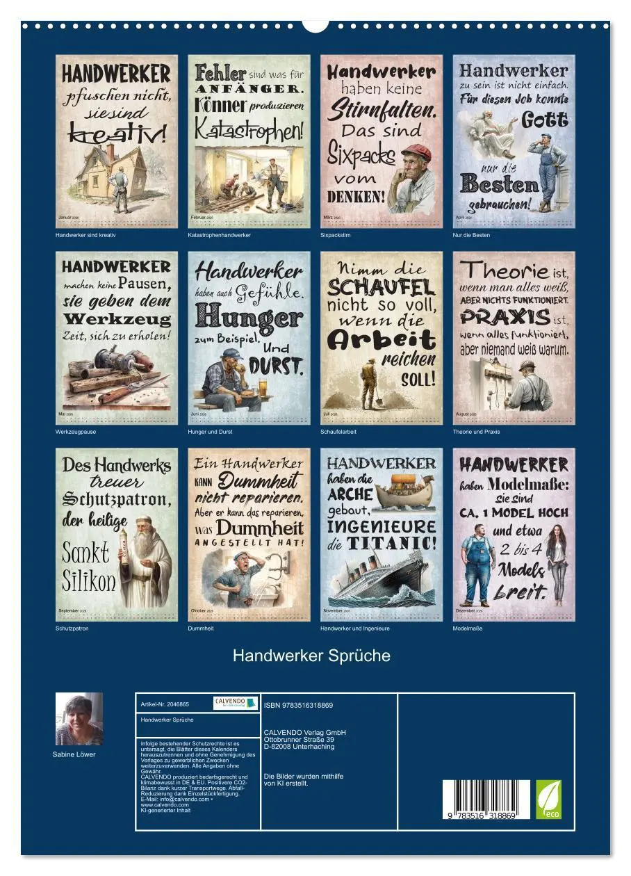 Bild: 9783516318869 | Handwerker Sprüche (hochwertiger Premium Wandkalender 2026 DIN A2...
