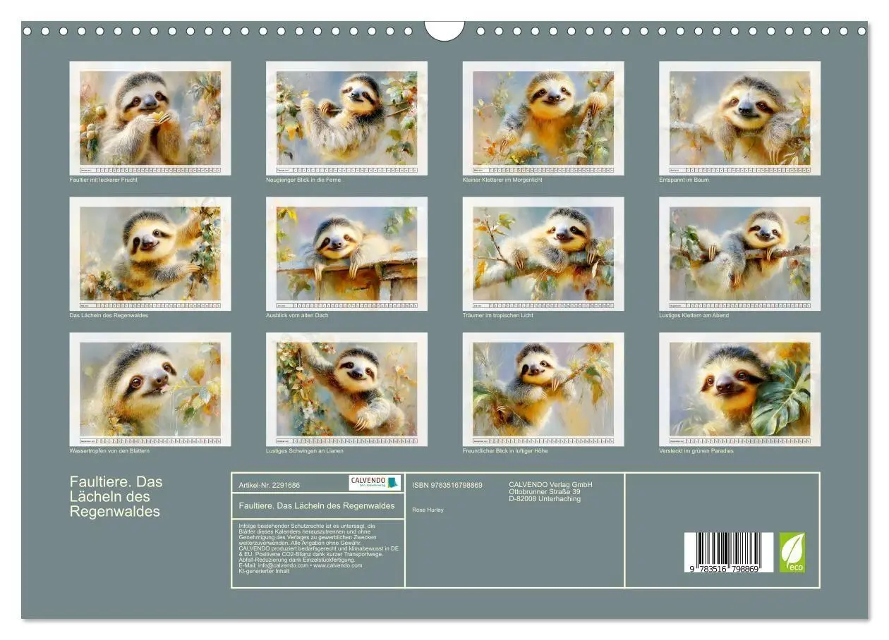 Bild: 9783516798869 | Faultiere. Das Lächeln des Regenwaldes (Wandkalender 2027 DIN A3...