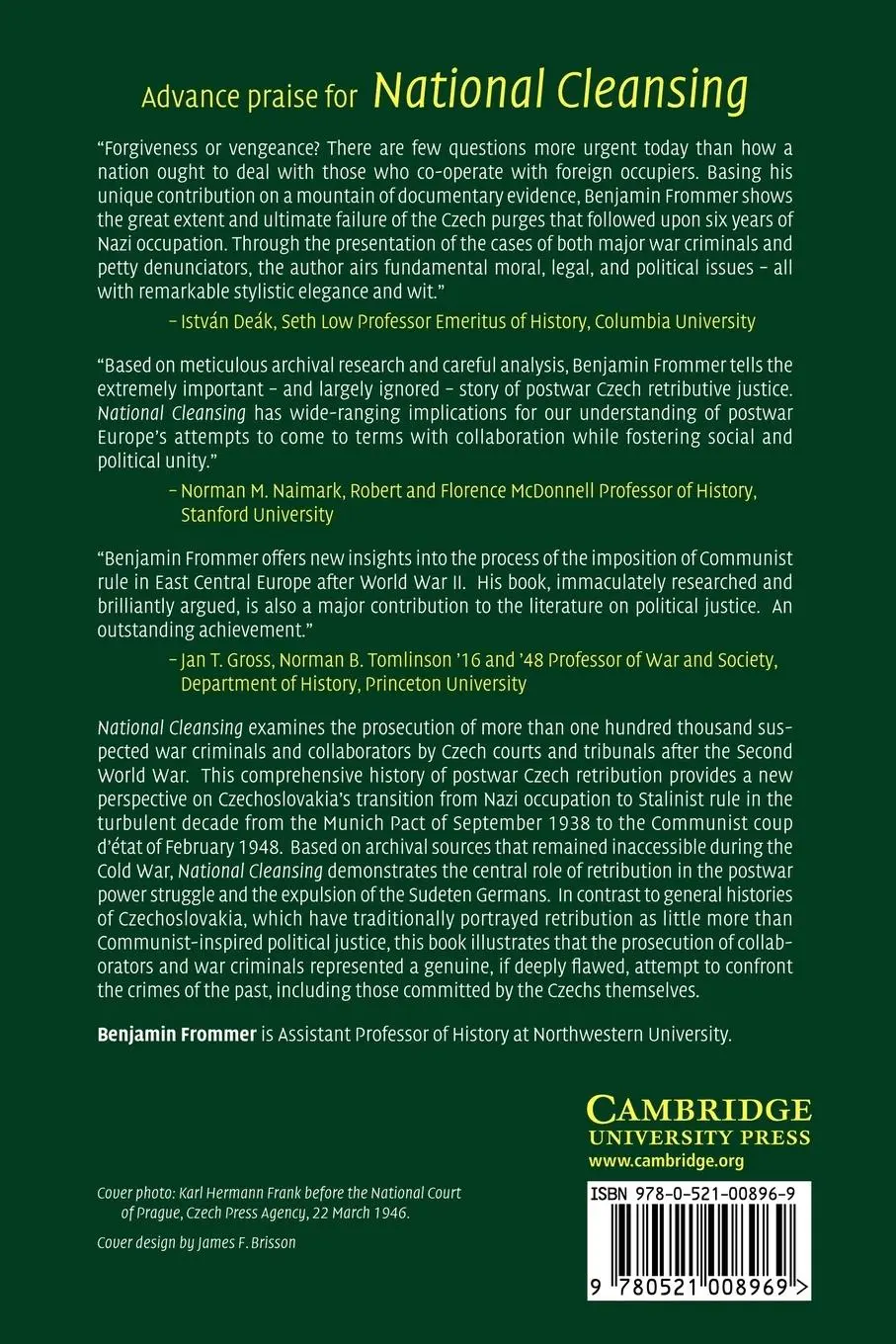 Rückseite: 9780521008969 | National Cleansing | Benjamin Frommer | Taschenbuch | Englisch | 2010