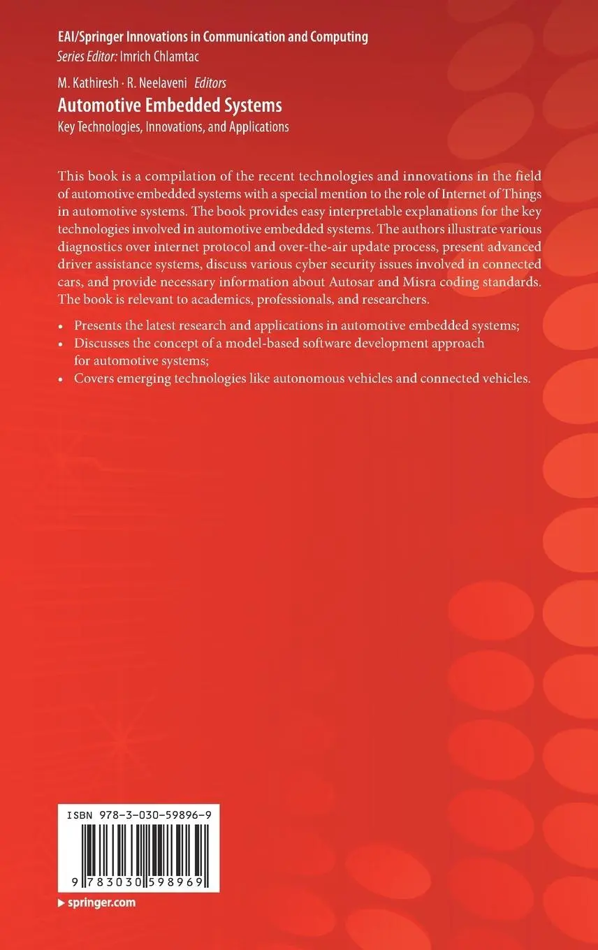Rückseite: 9783030598969 | Automotive Embedded Systems | R. Neelaveni (u. a.) | Buch | xii | 2021