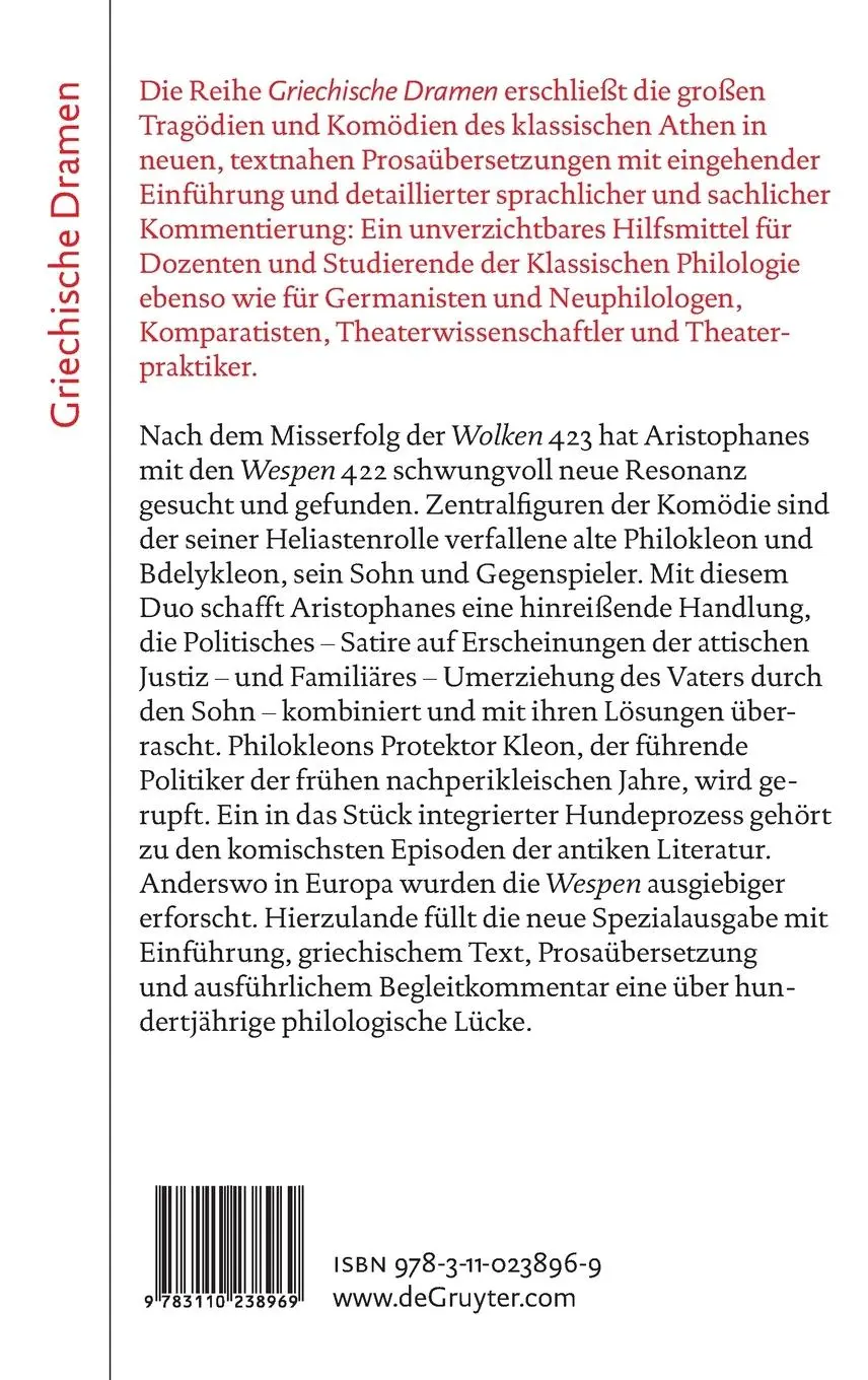 Rückseite: 9783110238969 | Wespen | Aristophanes | Buch | IX | Deutsch | 2014 | De Gruyter
