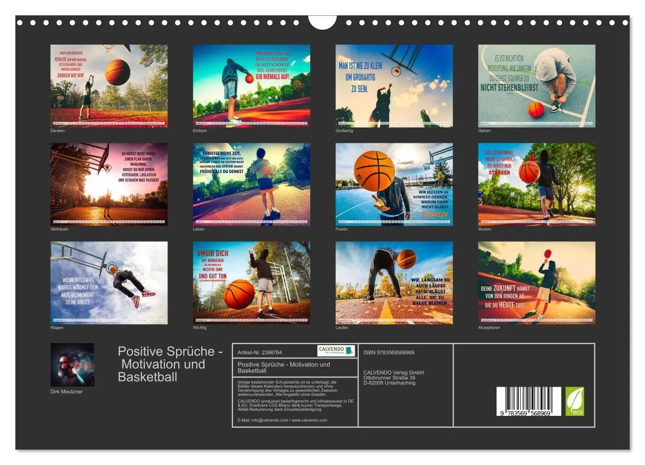 Bild: 9783569568969 | Positive Sprüche - Motivation und Basketball (Wandkalender 2027 DIN...