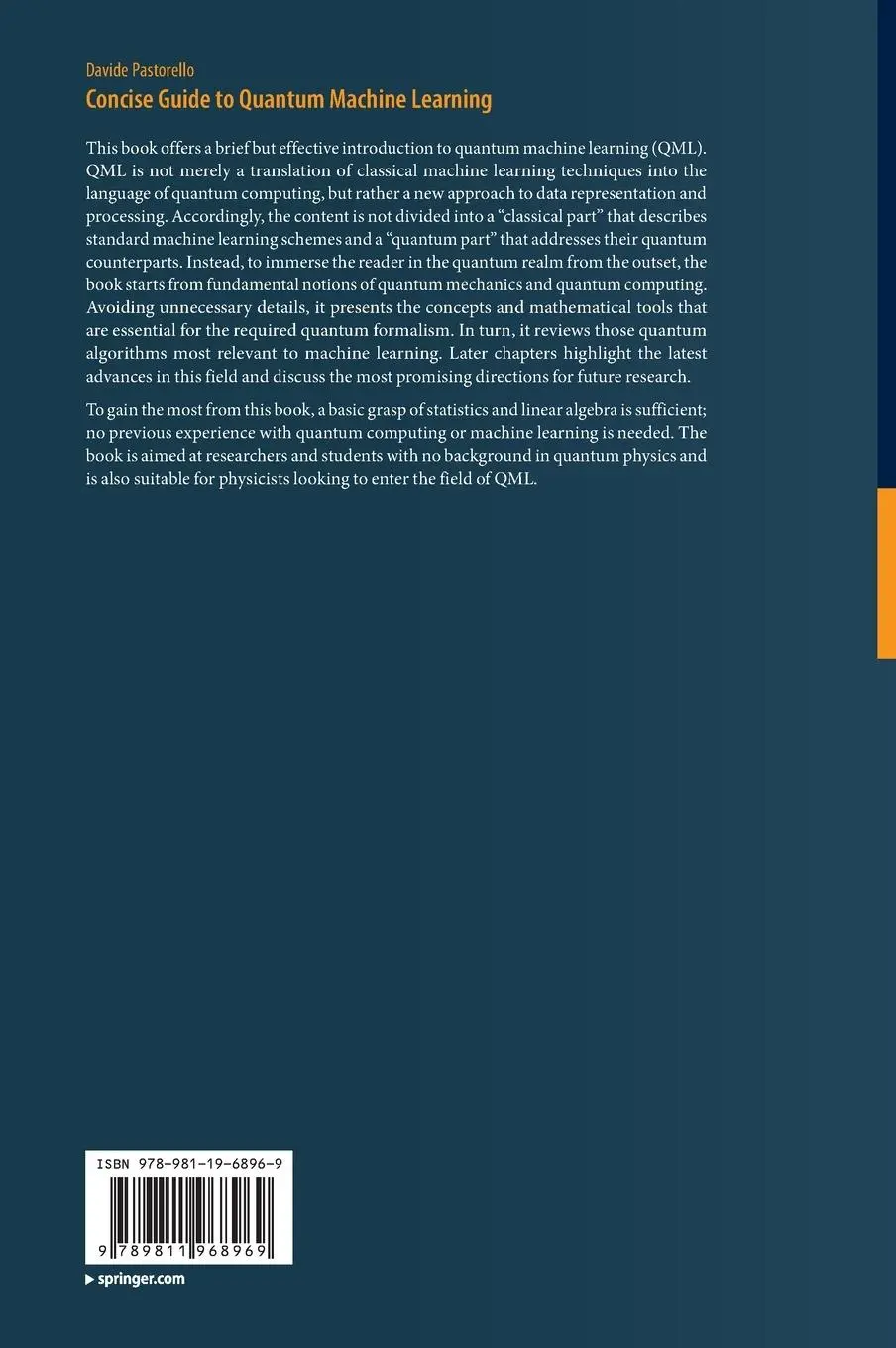 Rückseite: 9789811968969 | Concise Guide to Quantum Machine Learning | Davide Pastorello | Buch