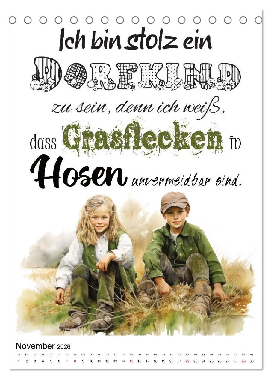 Bild: 9783516299069 | Dorfkinder und stolz darauf (Tischkalender 2026 DIN A5 hoch),...