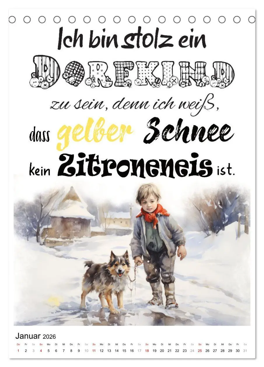 Bild: 9783516299069 | Dorfkinder und stolz darauf (Tischkalender 2026 DIN A5 hoch),...