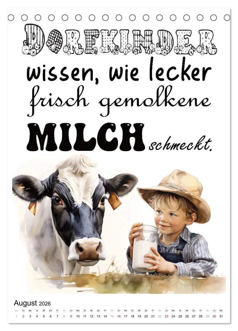 Bild: 9783516299069 | Dorfkinder und stolz darauf (Tischkalender 2026 DIN A5 hoch),...
