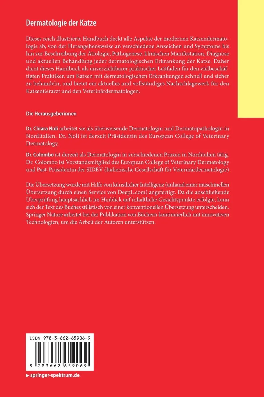 Rückseite: 9783662659069 | Dermatologie der Katze | Silvia Colombo (u. a.) | Taschenbuch | XIV