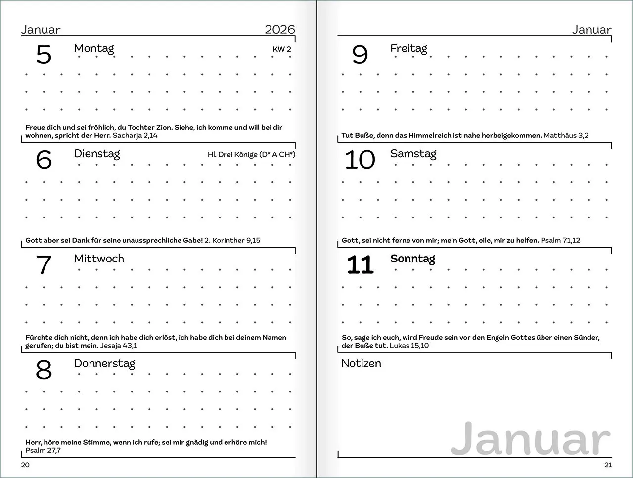 Bild: 9783754899069 | Jahreslosung 2026 | Kawohl Notice | Kalender | Mit Lesebändchen | 2026