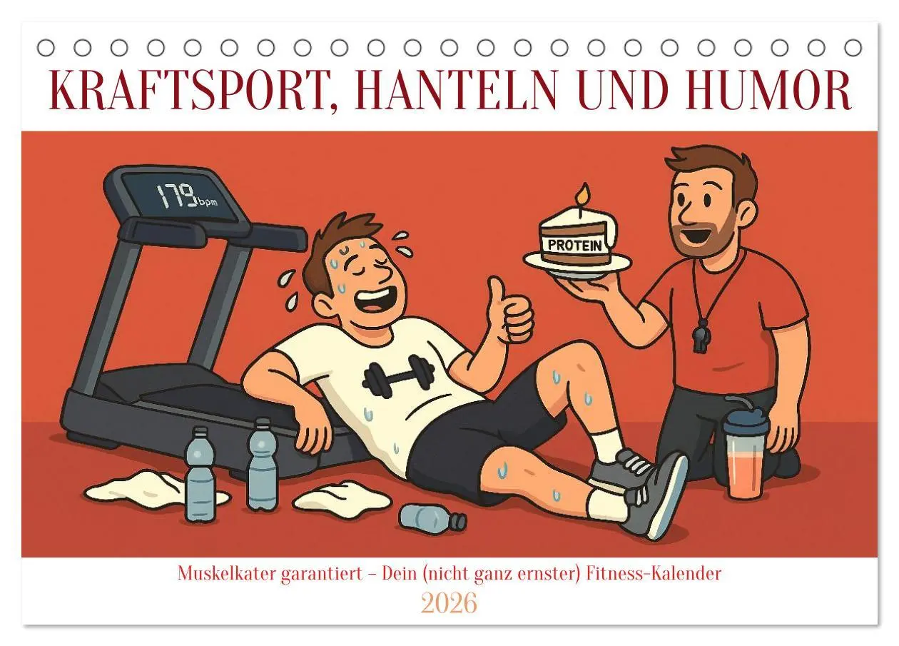 Cover: 9783516599169 | Kraftsport, Hanteln und Humor (Tischkalender 2026 DIN A5 quer),...