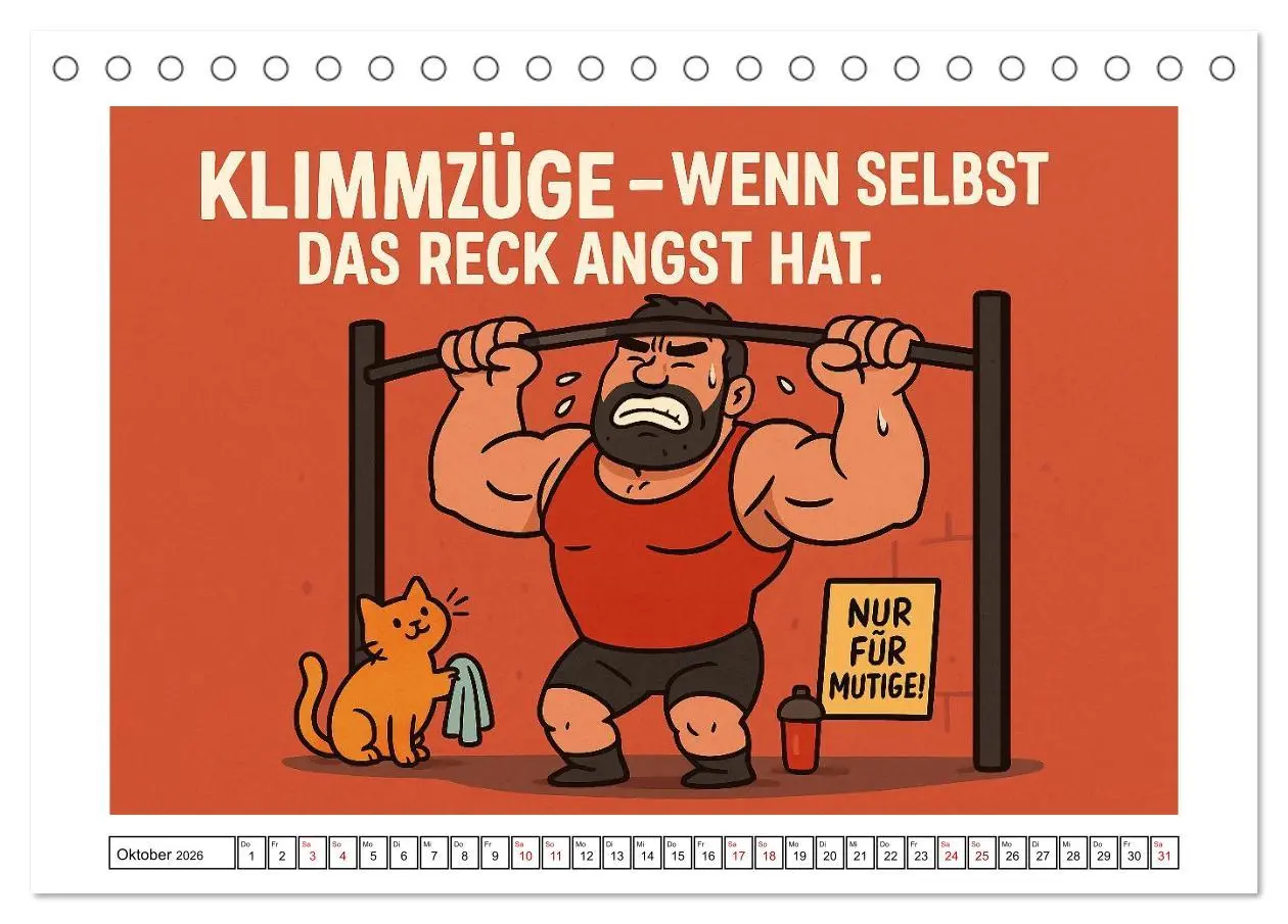 Bild: 9783516599169 | Kraftsport, Hanteln und Humor (Tischkalender 2026 DIN A5 quer),...
