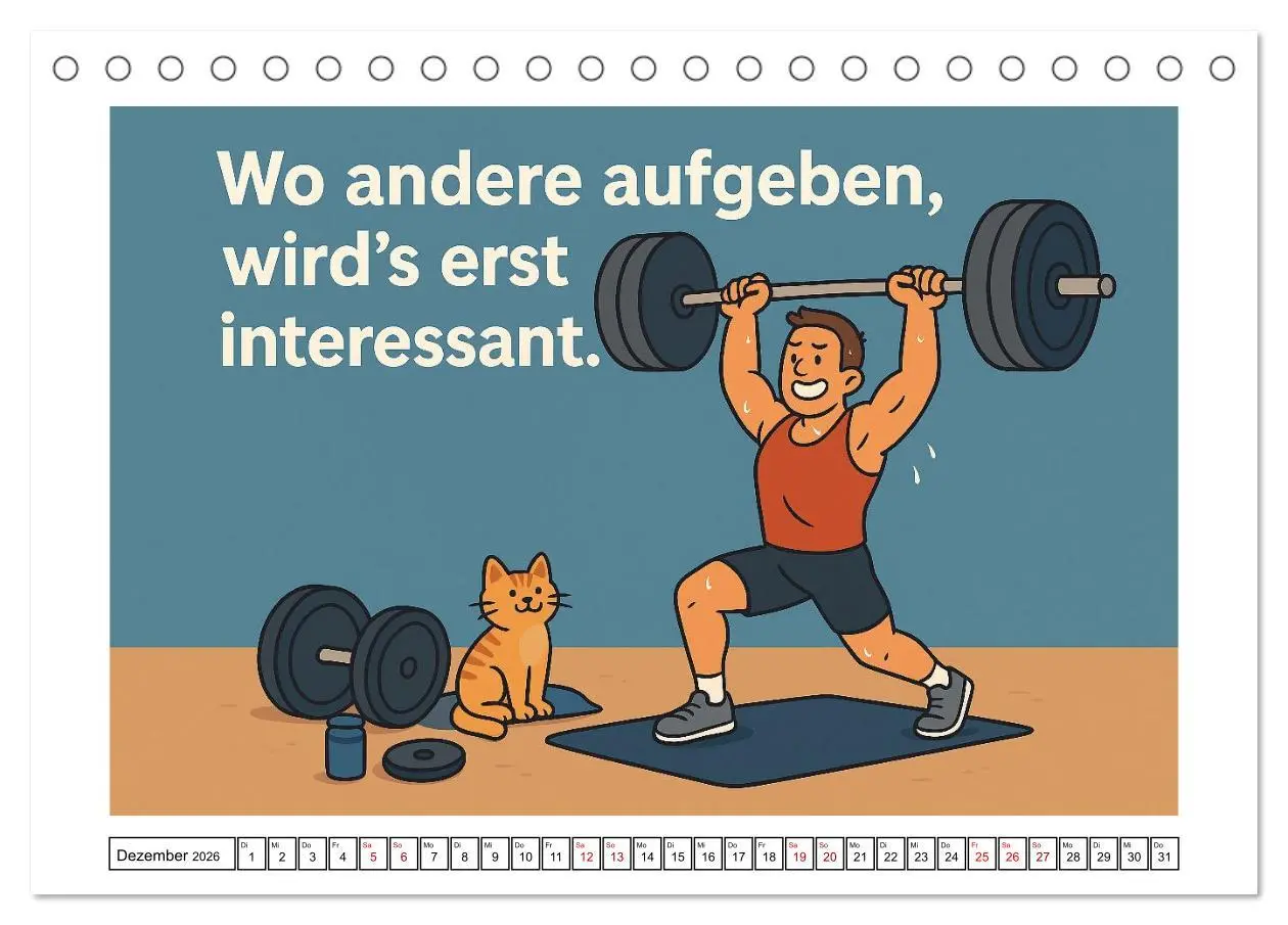 Bild: 9783516599169 | Kraftsport, Hanteln und Humor (Tischkalender 2026 DIN A5 quer),...