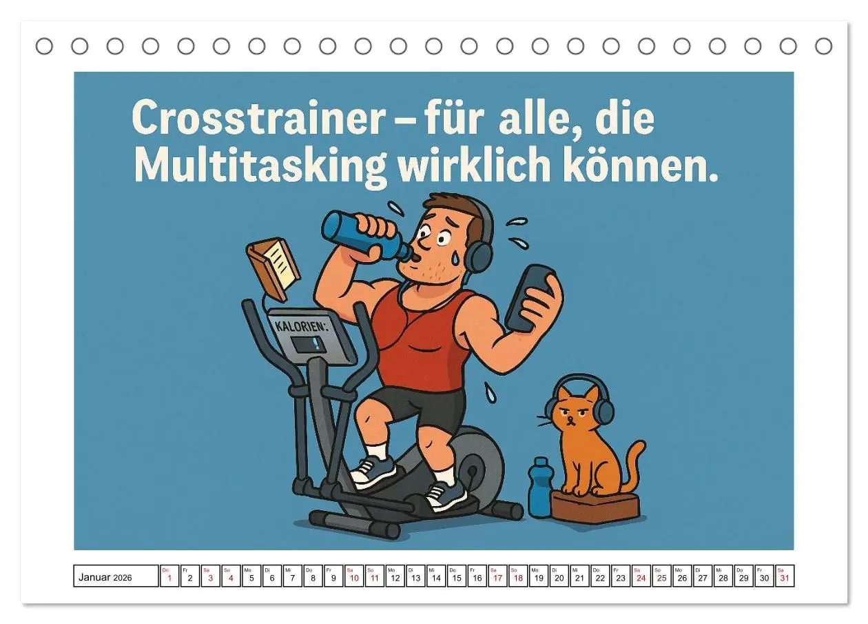 Bild: 9783516599169 | Kraftsport, Hanteln und Humor (Tischkalender 2026 DIN A5 quer),...