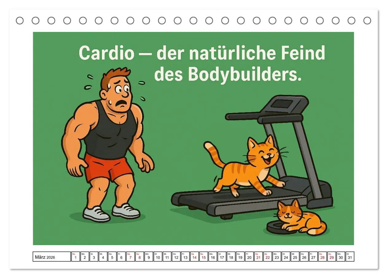 Bild: 9783516599169 | Kraftsport, Hanteln und Humor (Tischkalender 2026 DIN A5 quer),...