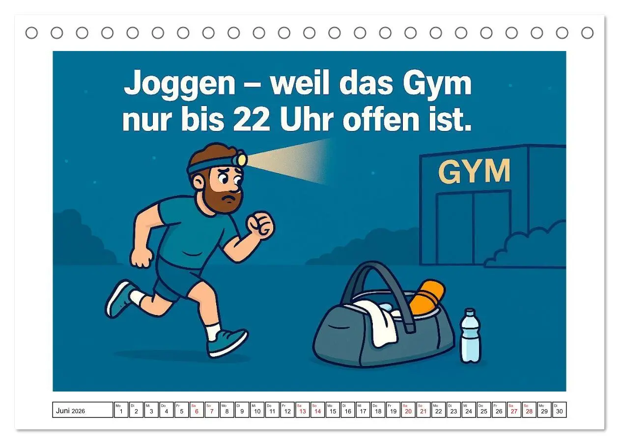Bild: 9783516599169 | Kraftsport, Hanteln und Humor (Tischkalender 2026 DIN A5 quer),...