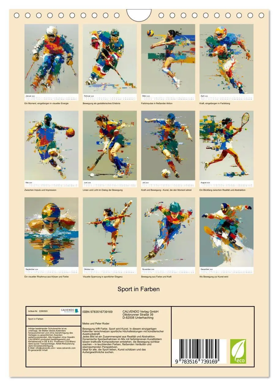 Bild: 9783516739169 | Sport in Farben (Wandkalender 2026 DIN A4 hoch), CALVENDO...