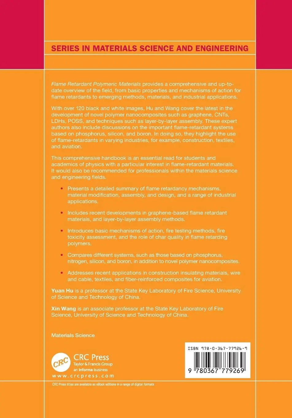 Rückseite: 9780367779269 | Flame Retardant Polymeric Materials | A Handbook | Yuan Hu (u. a.)