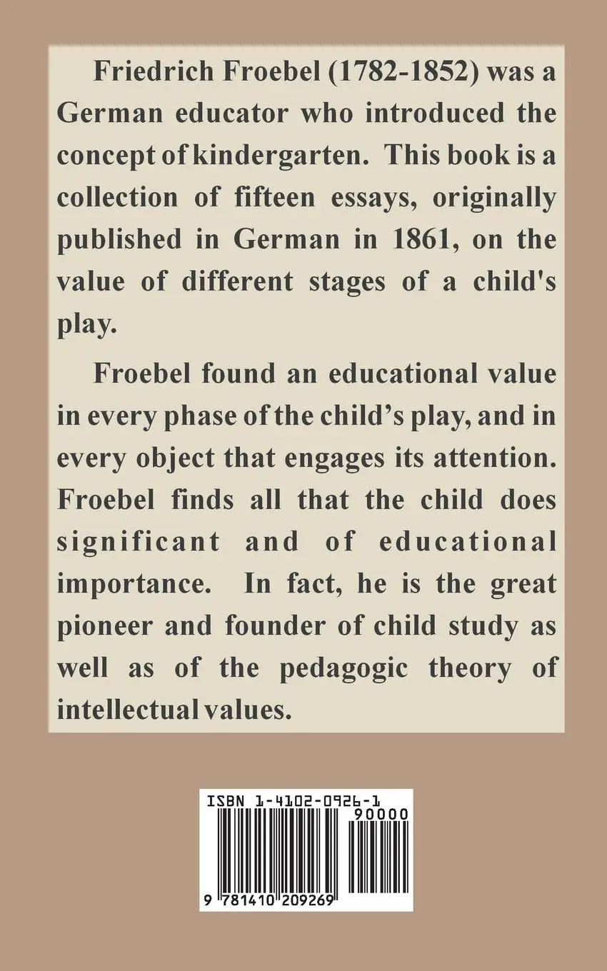 Rückseite: 9781410209269 | Pedagogics of the Kindergarten | Friedrich Frobel (u. a.) | Buch