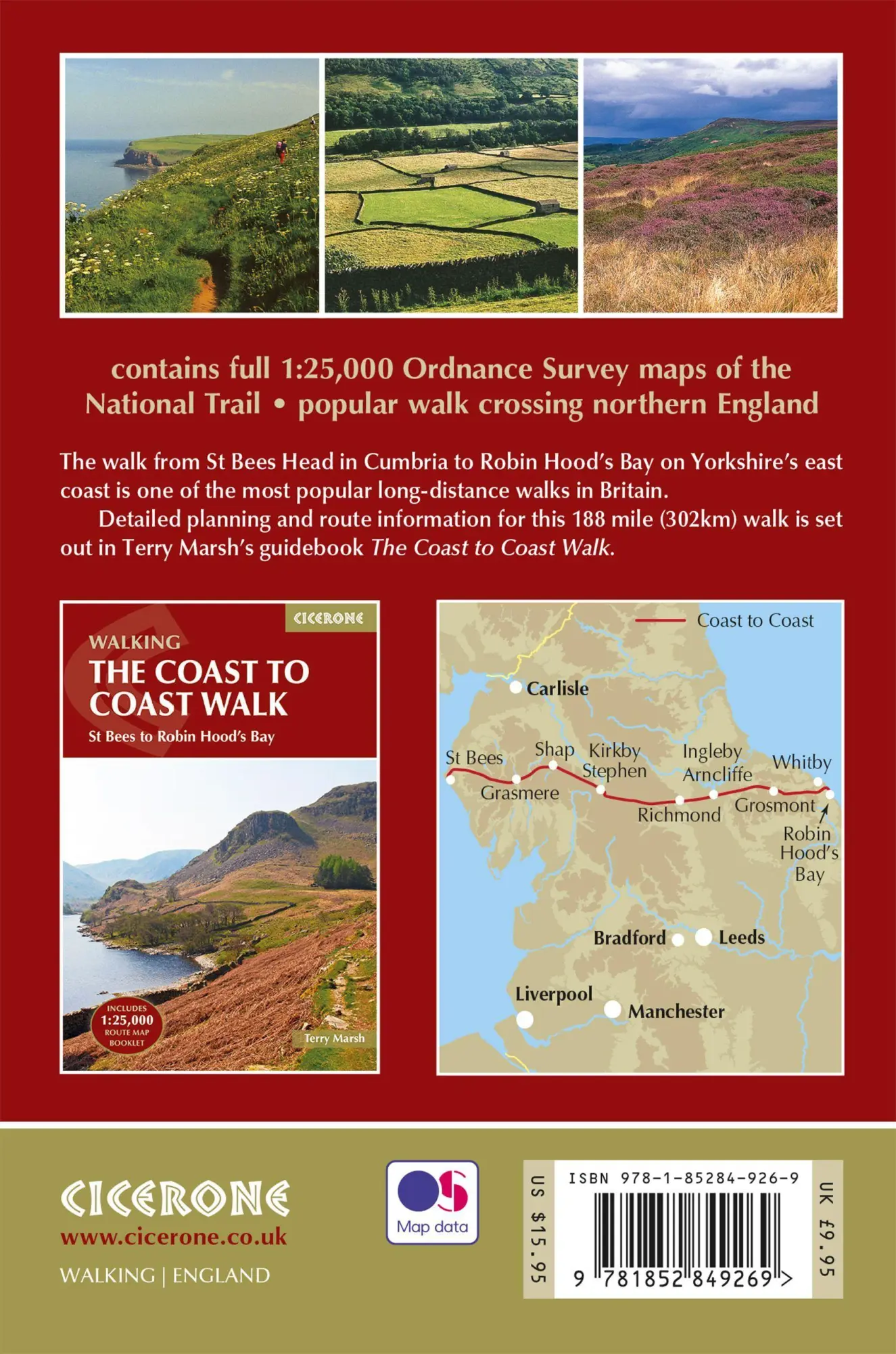 Rückseite: 9781852849269 | The Coast to Coast Map Booklet | 1:25,000 OS Route Map Booklet | Marsh