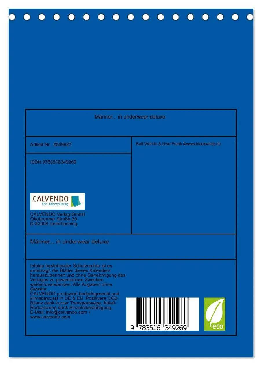 Bild: 9783516349269 | Männer... in underwear deluxe (Tischkalender 2026 DIN A5 hoch),...