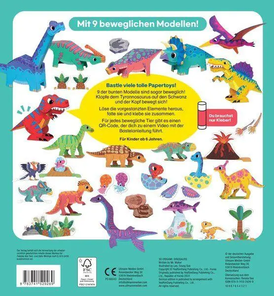 Rückseite: 9783741529269 | 3D - Origami Dinosaurier | Ullmann Medien | Taschenbuch | 36 S. | 2026