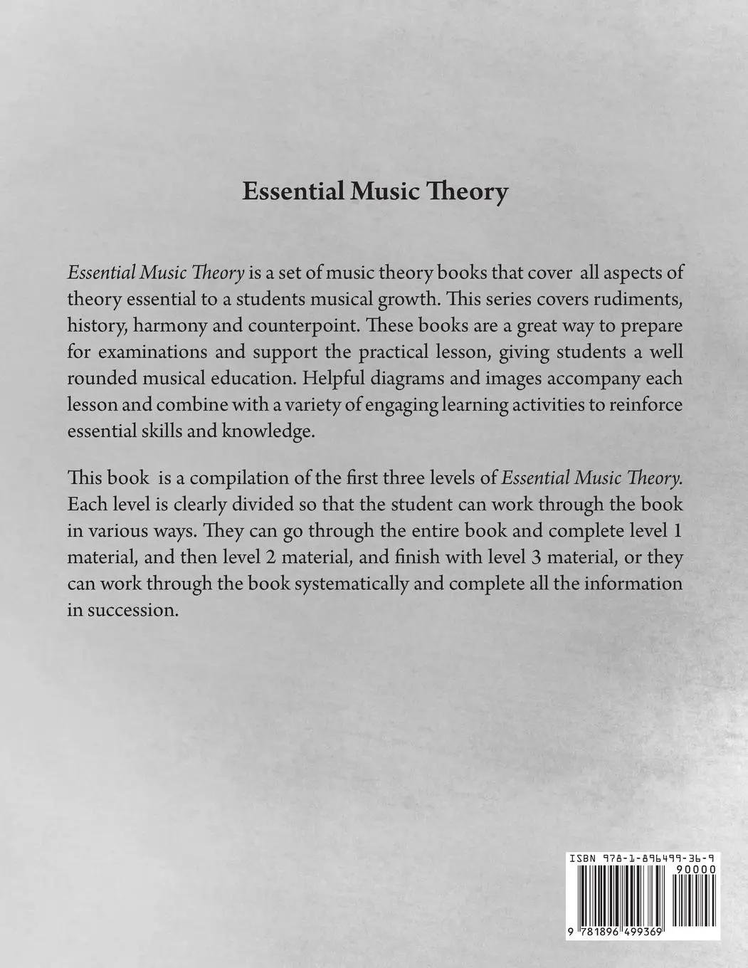 Rückseite: 9781896499369 | Essential Music Theory Levels 1-3 | Mark Sarnecki | Taschenbuch | 2023