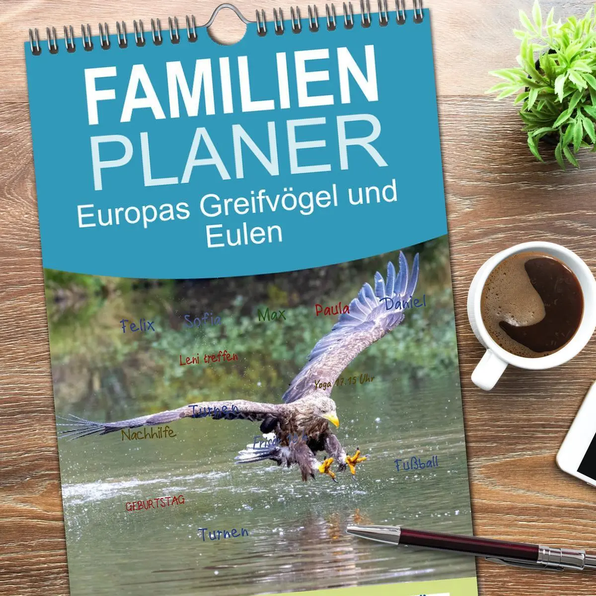 Bild: 9783516649369 | Familienplaner 2026 - Europas Greifvögel und Eulen mit 5 Spalten...