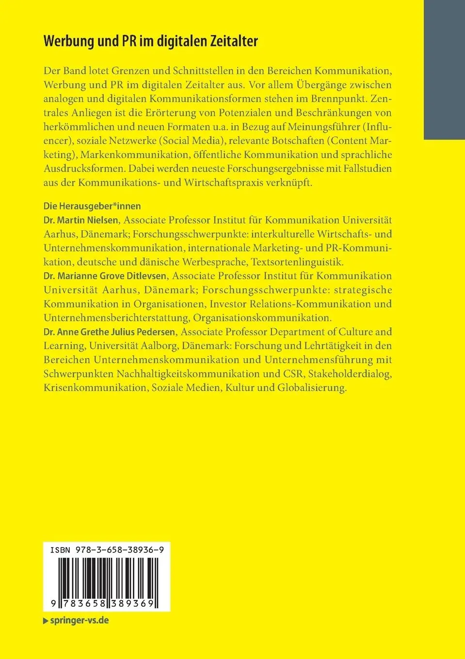Rückseite: 9783658389369 | Werbung und PR im digitalen Zeitalter | Martin Nielsen (u. a.) | Buch