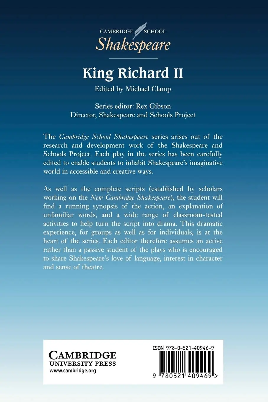 Rückseite: 9780521409469 | King Richard II | William Shakespeare | Taschenbuch | Englisch | 1992