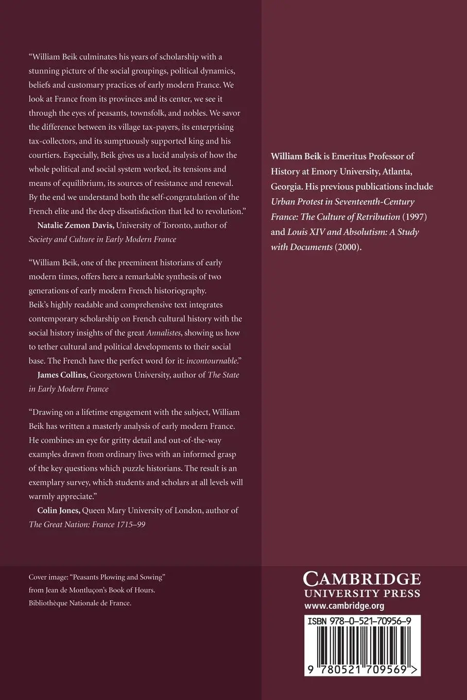 Rückseite: 9780521709569 | A Social and Cultural History of Early Modern France | William Beik