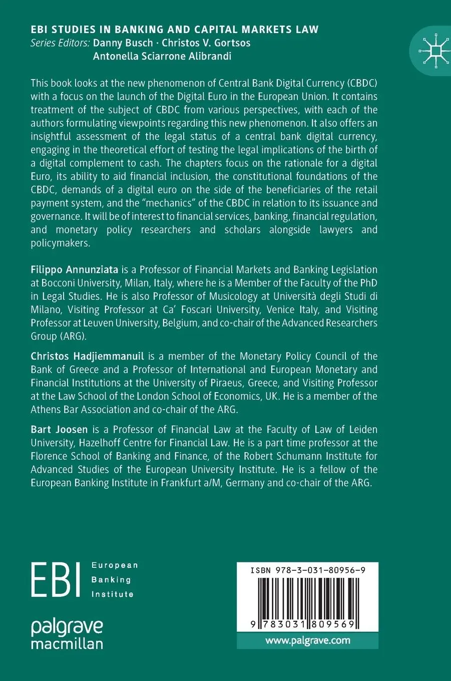 Rückseite: 9783031809569 | Central Bank Digital Currency | The Birth of the Digital Euro | Buch