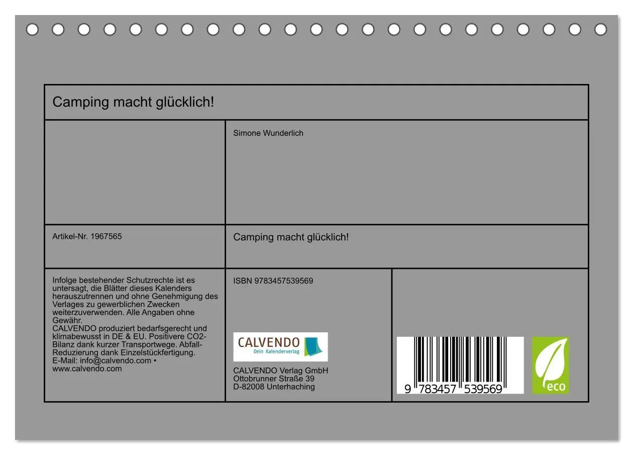 Bild: 9783457539569 | Camping macht glücklich! (Tischkalender 2026 DIN A5 quer), CALVENDO...