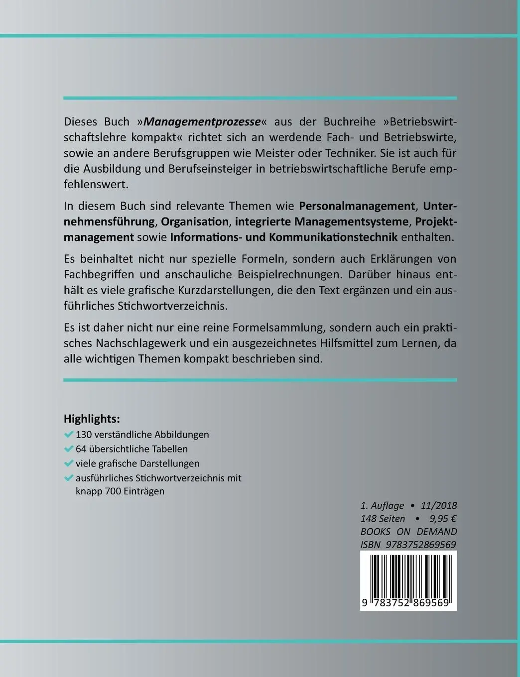 Rückseite: 9783752869569 | Managementprozesse | Betriebswirtschaftslehre kompakt | Hensel | Buch