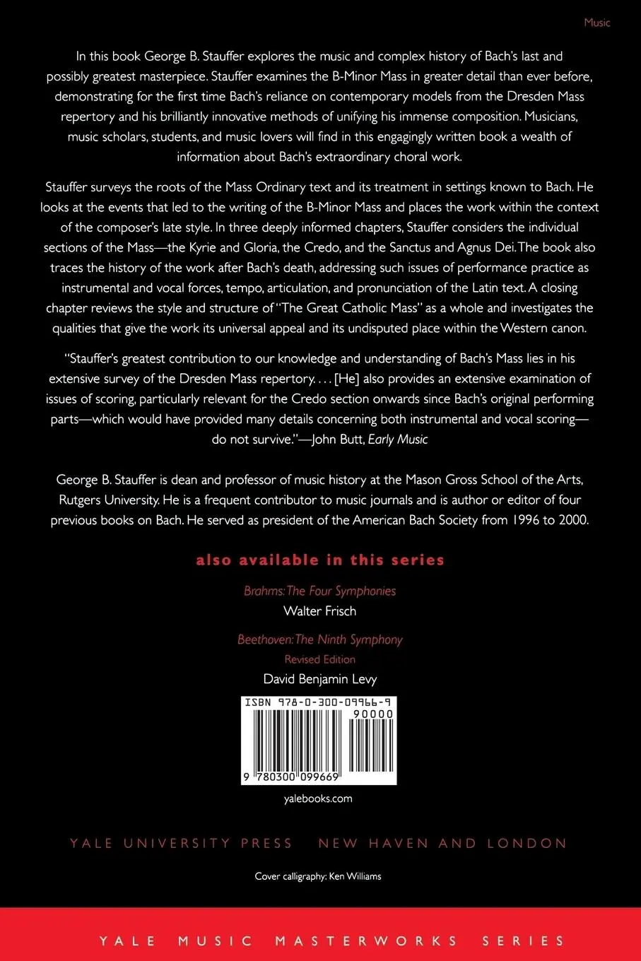 Rückseite: 9780300099669 | Bach | The Mass in B Minor: The Great Catholic Mass | Stauffer | Buch