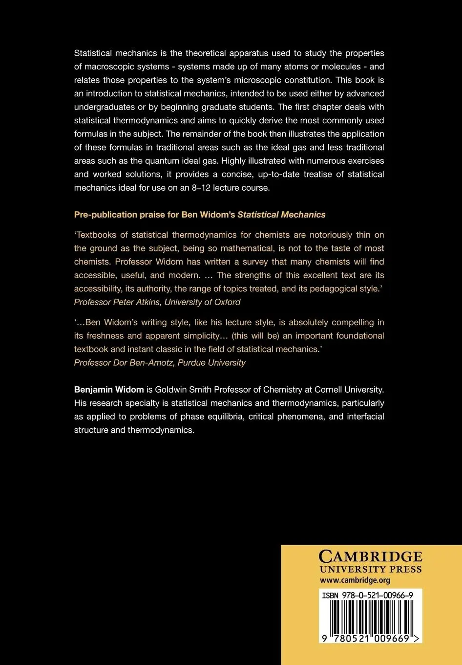 Rückseite: 9780521009669 | Statistical Mechanics | A Concise Introduction for Chemists | Buch