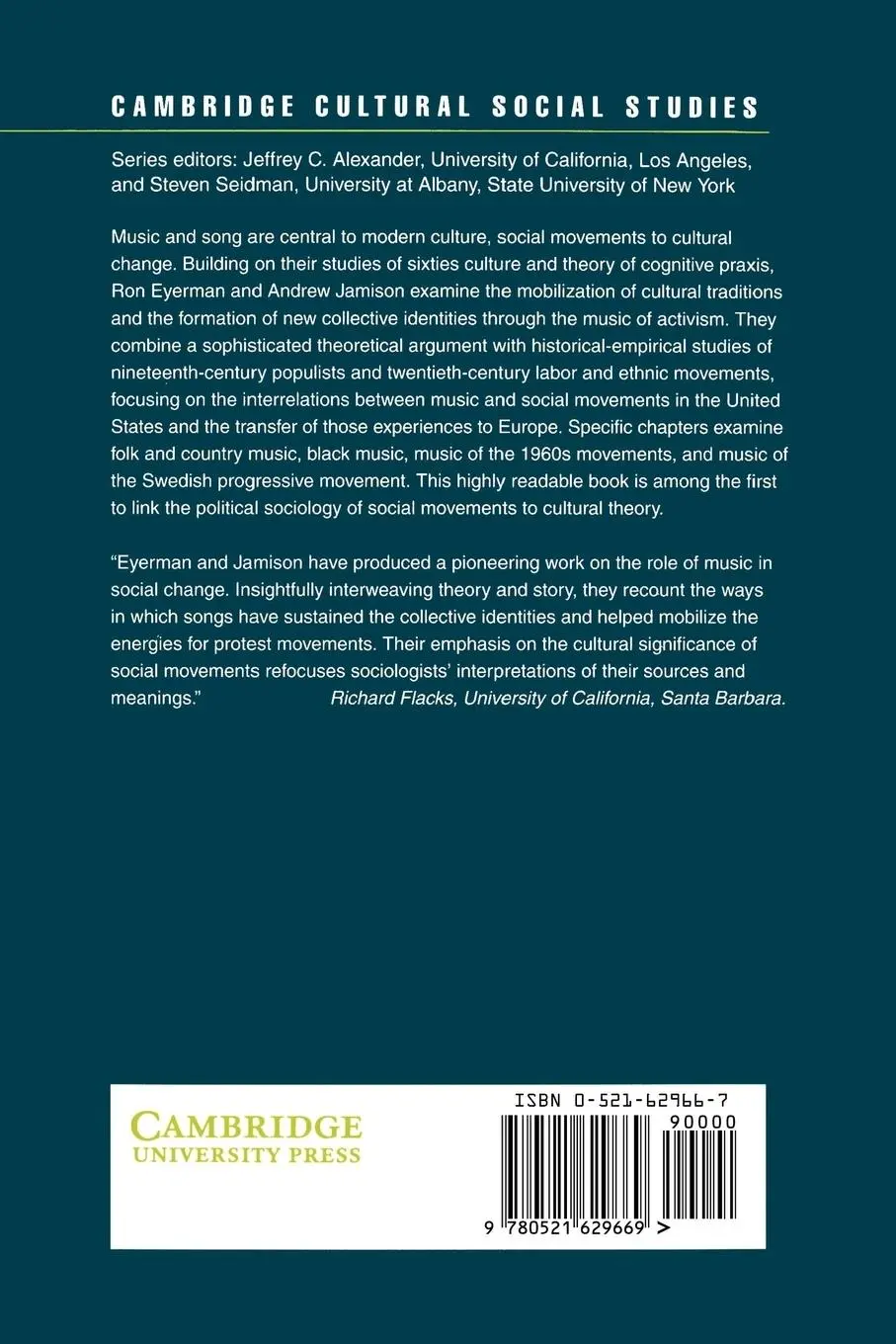 Rückseite: 9780521629669 | Music and Social Movements | Ron Eyerman (u. a.) | Taschenbuch | 1998